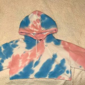 Tie dye Fashion Nova cropped hoodie